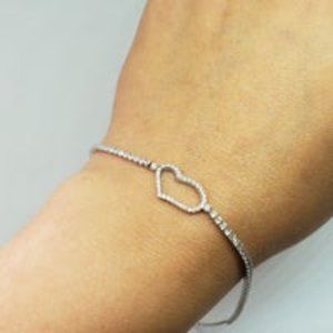 Real .925 Sterling Silver Heart Bracelet